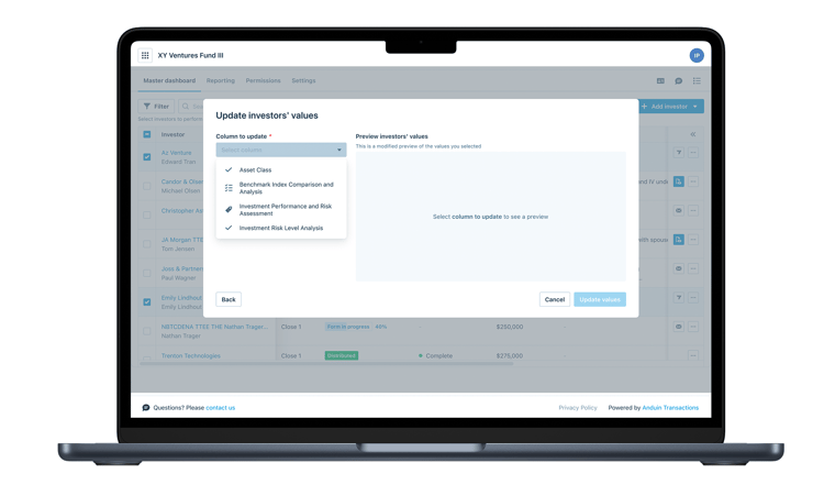 Ability to batch add and update investor values - Fig 2