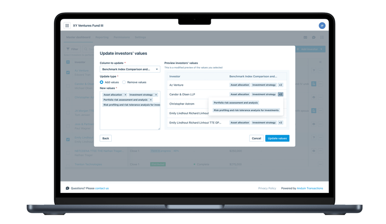 Ability to batch add and update investor values - Fig 3