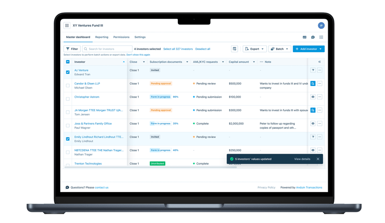 Ability to batch add and update investor values - Fig 4-1