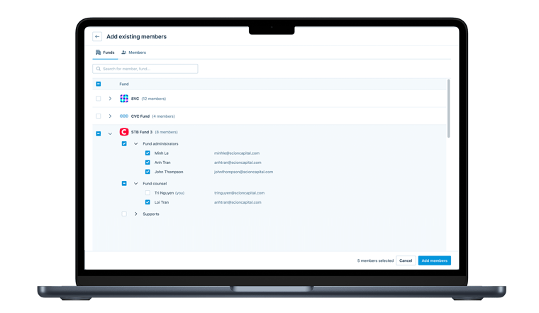 Ability to copy fund users from previous funds to new funds - Figure 2