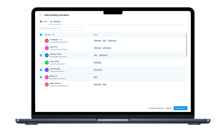 Ability to copy fund users from previous funds to new funds - Figure 3