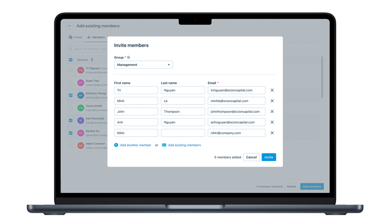 Ability to copy fund users from previous funds to new funds - Figure 4