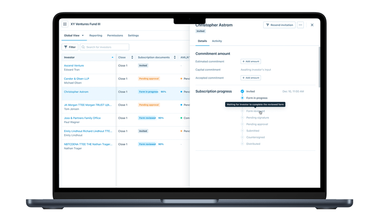 Add Form Reviewed to fund subscription status