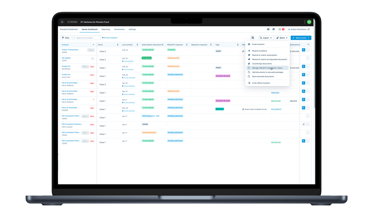 Batch mark AML_KYC & other documents from Advanced Dashboard