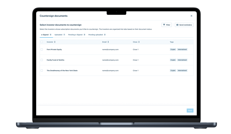 Batch reminders for countersign requests