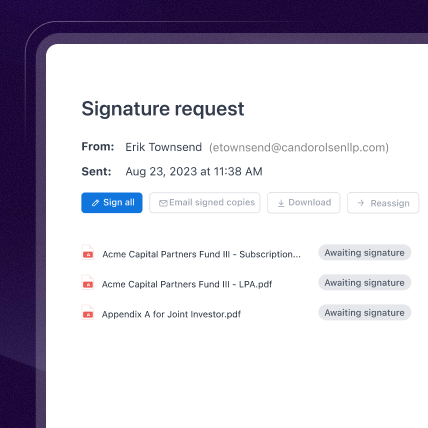 One-envelope signing for investors