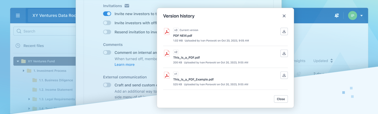 Data Room document versioning